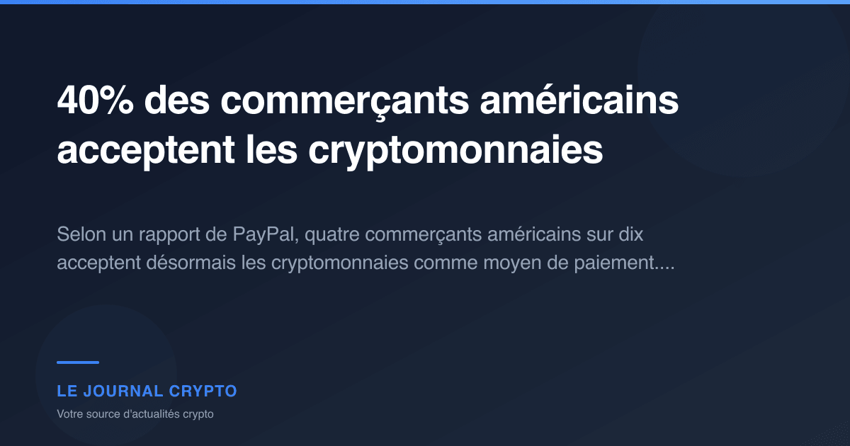 Image pour l'article 40% des commerçants américains acceptent les cryptomonnaies