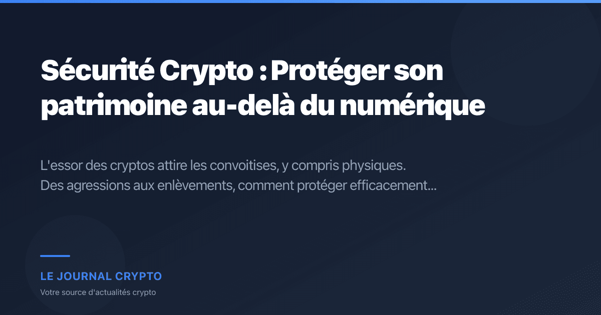 Image pour l'article Sécurité Crypto : Protéger son patrimoine au-delà du numérique